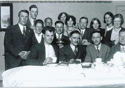 Guy Menzies at supper, Hokitika Post Office residence, 7/1/1931