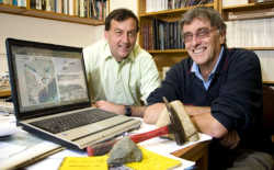 Research by Professor Jamie Shulmeister (left) and Associate Professor Tim Davies has shed new light on the Waiho Loop.