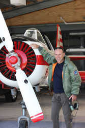 Jim Hickey beside his prized possession