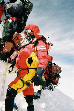 Mark Inglis on the summit of Mt Everest