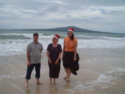 Enjoying the New Zealand lifestyle From left to right:	Ian Clark, Sandra Jevons, Sarah Baylis.