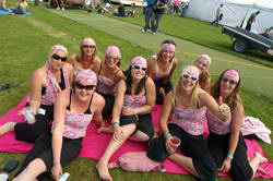 �The pink girls� have chosen to identify their group by dressing alike in distinctive outfits .