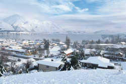 Lake Wanaka township under a blanket of snow