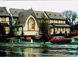 St Andrew's Church on its original site divided into three sections ready for the move.