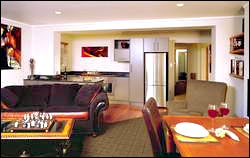 The Moulin Rouge lounge and kitchen