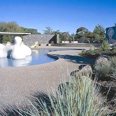 American Modernist Garden with kidney shaped pool