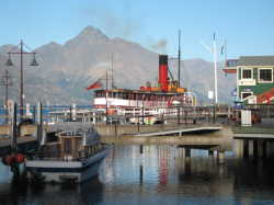 The TSS Earnslaw (also known as The Lady of the Lake) prepared to depart at 11.00 am.