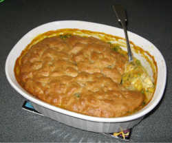New Zealand Pie � made with peas, corn, carrot and tofu in white sauce.
