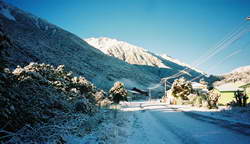 Otira village under snow