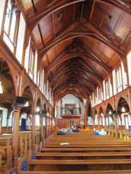 The interior of St Andrew's at Rangi Ruru in April 2011 as people gather for a service