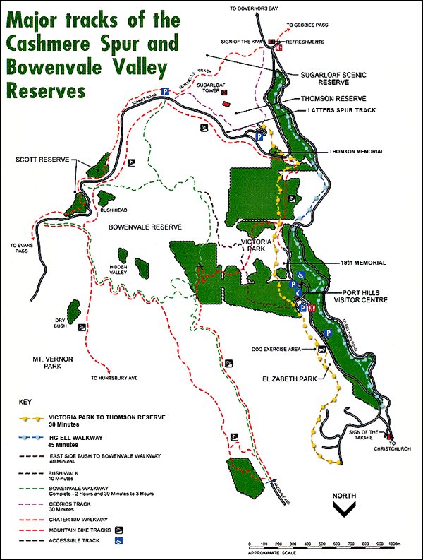 Port Hills Walkways Map