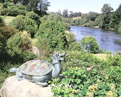 Bronze turtle beside the Waikato River