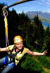 Ziptrek girl on Zipline