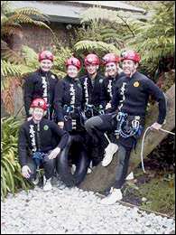 A satisfied bunch of black water rafters